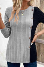 Colorblock Button Knitting Top