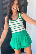 Striped Scalloped Edge U Neck Sleeveless Sweater Vest