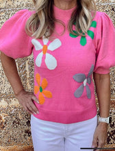 Floral Bubble Short Sleeve Sweater