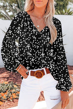 Floral Print V Neck Long Puff Sleeve Top