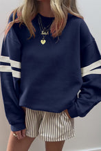 Varsity Striped Detail Drop Shoulder Oversized Sweatshirt