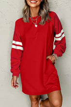 Varsity Contrast Banded Sleeve Shift Sweatshirt Dress