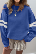 Varsity Striped Detail Drop Shoulder Oversized Sweatshirt