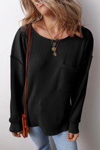 Solid Color Corded Drop Shoulder Long Sleeve