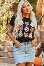 Black Halloween Print Crew Neck T Shirt