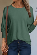 Shirred Cuffs Solid Long Sleeve Top