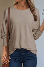 Shirred Cuffs Solid Long Sleeve Top