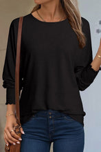 Shirred Cuffs Solid Long Sleeve Top