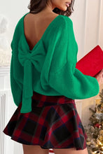 Festive Bow Backless Bubble Sleeve Sweater