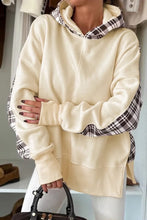 Plaid Patchwork Side Slit Hoodie
