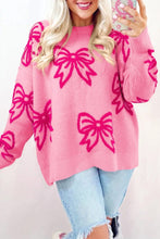 Bow Pattern Drop Shoulder Loose Sweater