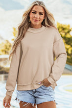 Oversize Drop Shoulder Reversible Mock Neck Sweatshirt