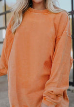 Orange Ribbed Corded Oversized Sweatshirt