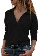 Turn Down V~Neck Long Sleeve