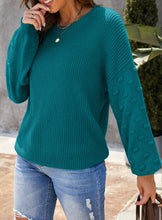 Cropped Knit Sweater With Lantern Sleeves