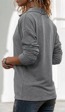Turn Down V~Neck Long Sleeve
