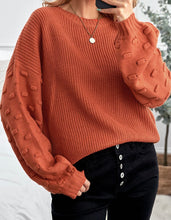 Cropped Knit Sweater With Lantern Sleeves