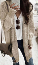 Plaid Knitted Long Open Front Cardigan