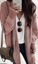 Plaid Knitted Long Open Front Cardigan