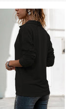 Turn Down V~Neck Long Sleeve