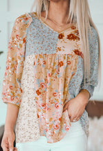 Multicolor V Neck Mixed Floral Babydoll Top